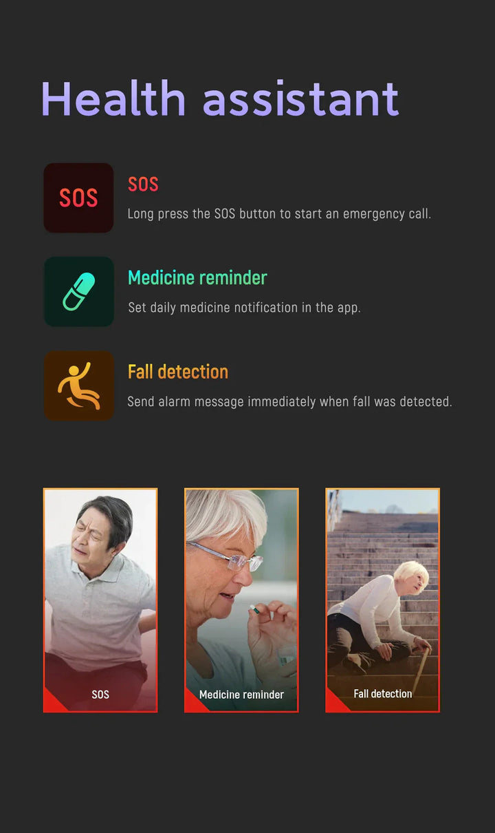 SeniorSafe Watch | smartwatch med faldregistrering, 4G nødalarm og GPS