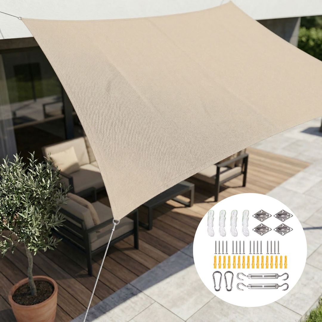 Vandtæt rektangulær solsejl | Vandtæt outdoor-stof | UV-beskyttelse | SkyCover