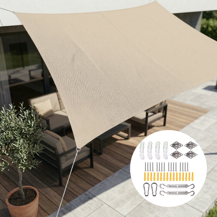 Vandtæt rektangulær solsejl | Vandtæt outdoor-stof | UV-beskyttelse | SkyCover