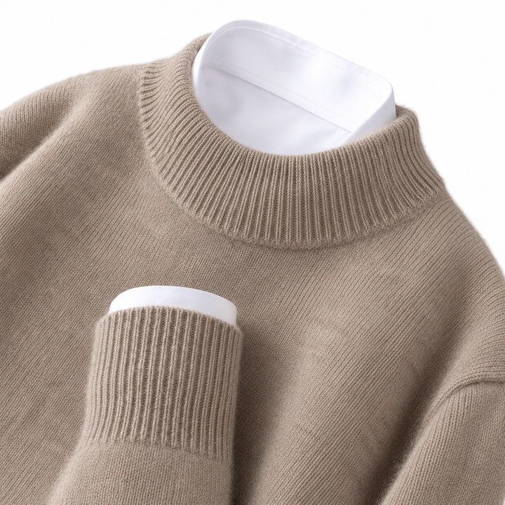 Kashmirsweater med opstående krave til damer
