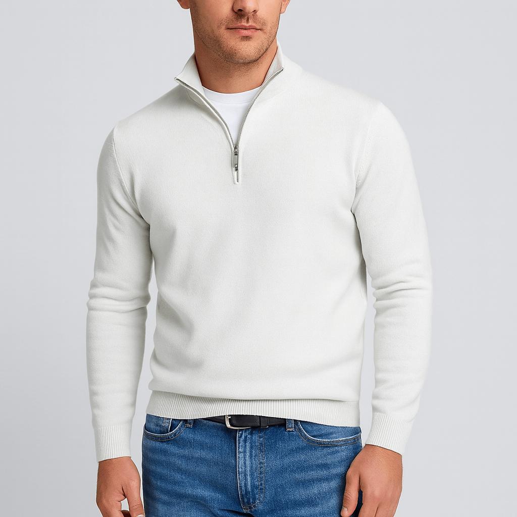 Herresweater i merinould med V-hals
