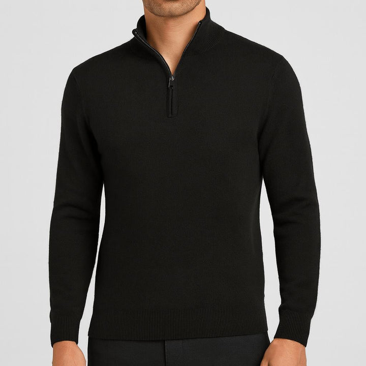 Herresweater i merinould med V-hals