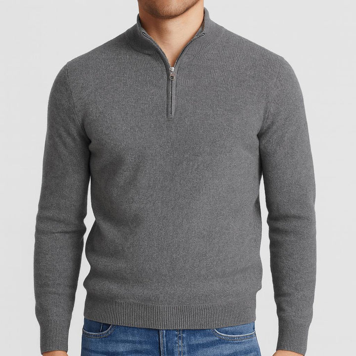 Herresweater i merinould med V-hals