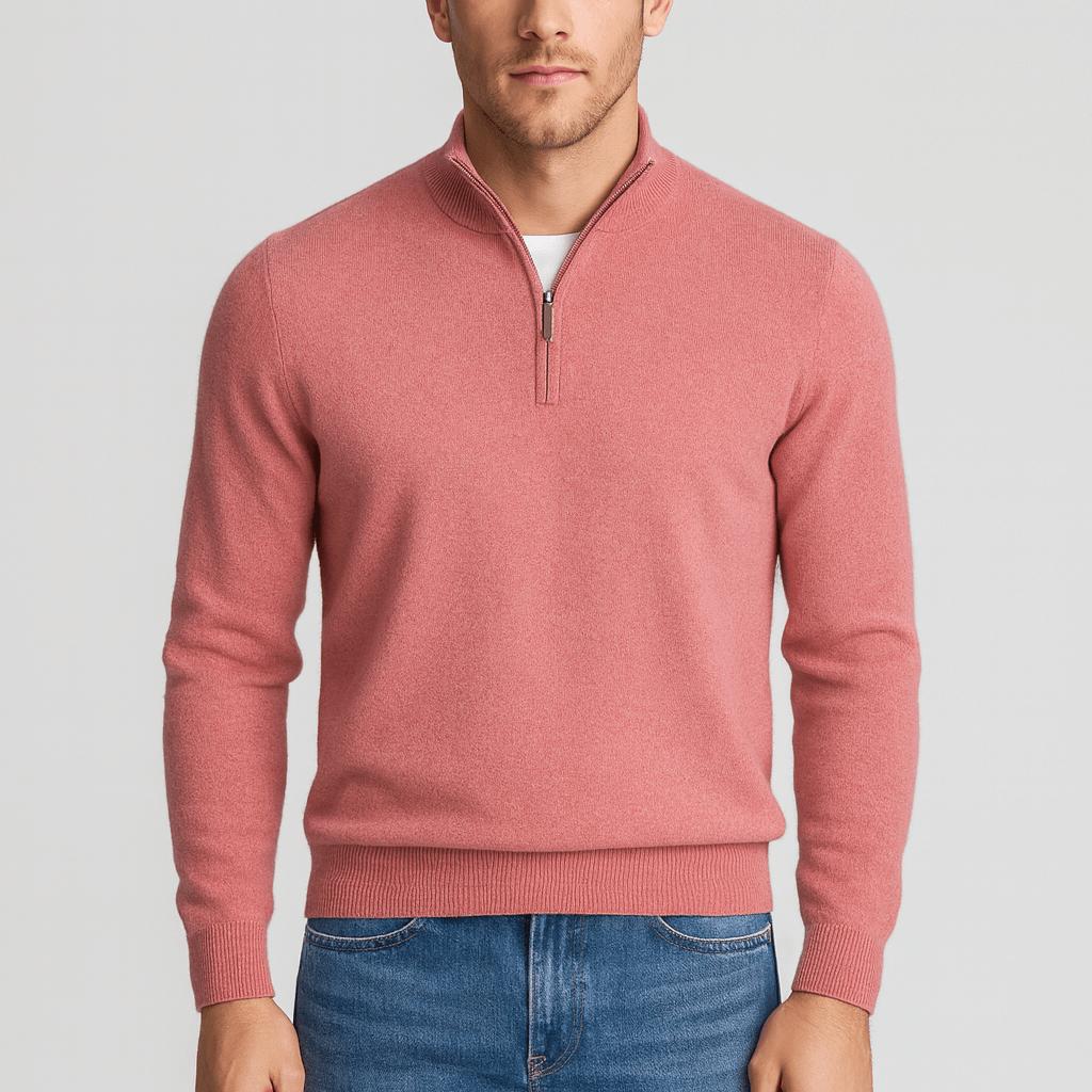 Herresweater i merinould med V-hals