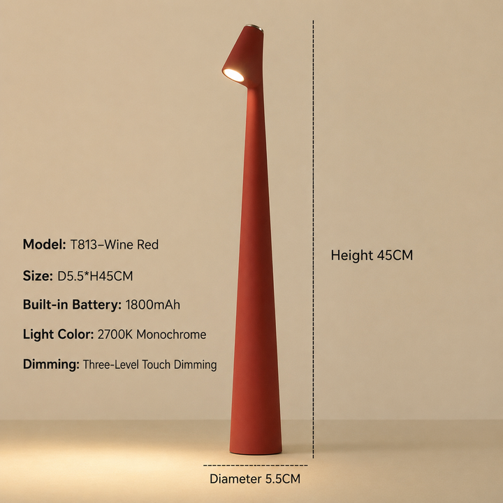 Trådløs LED-bordlampe i designerudseende med 3-trins touch-dæmpning