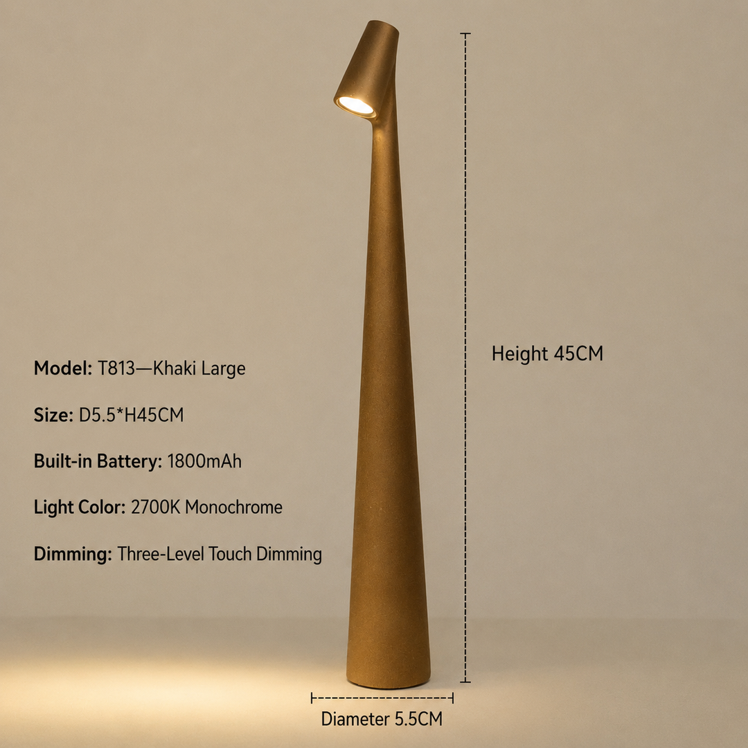 Trådløs LED-bordlampe i designerudseende med 3-trins touch-dæmpning