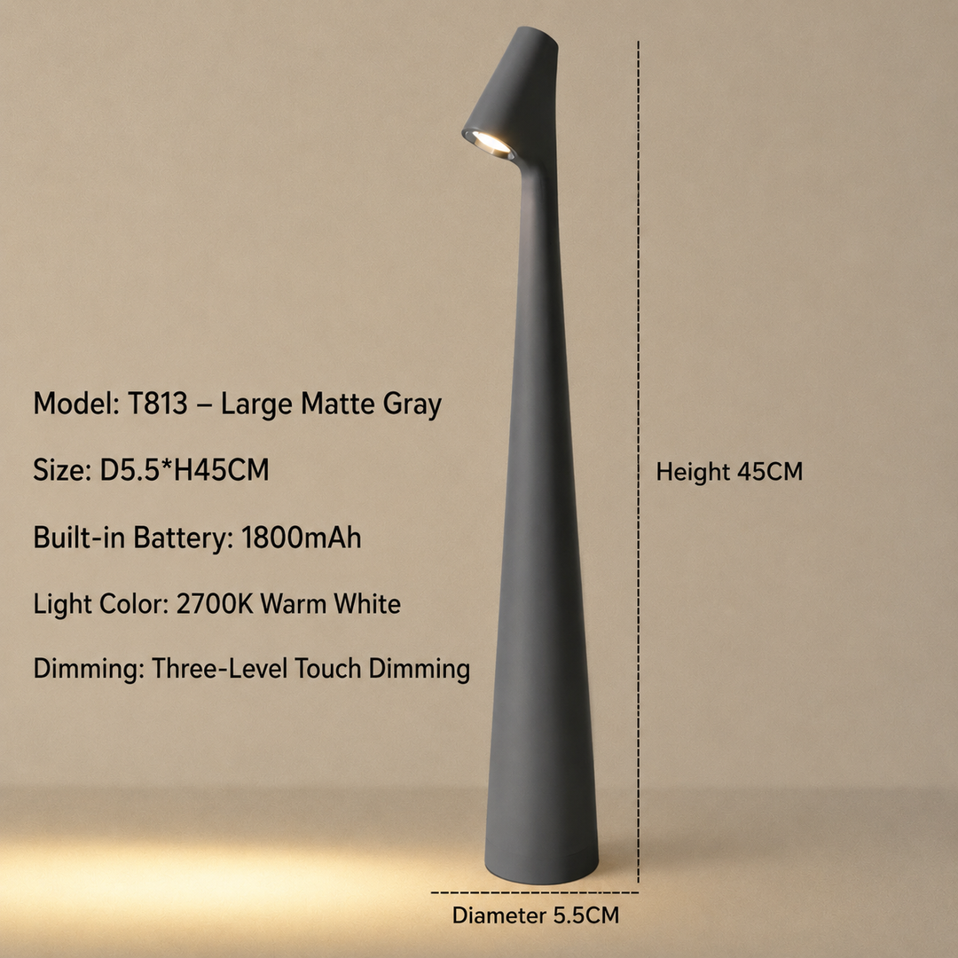 Trådløs LED-bordlampe i designerudseende med 3-trins touch-dæmpning