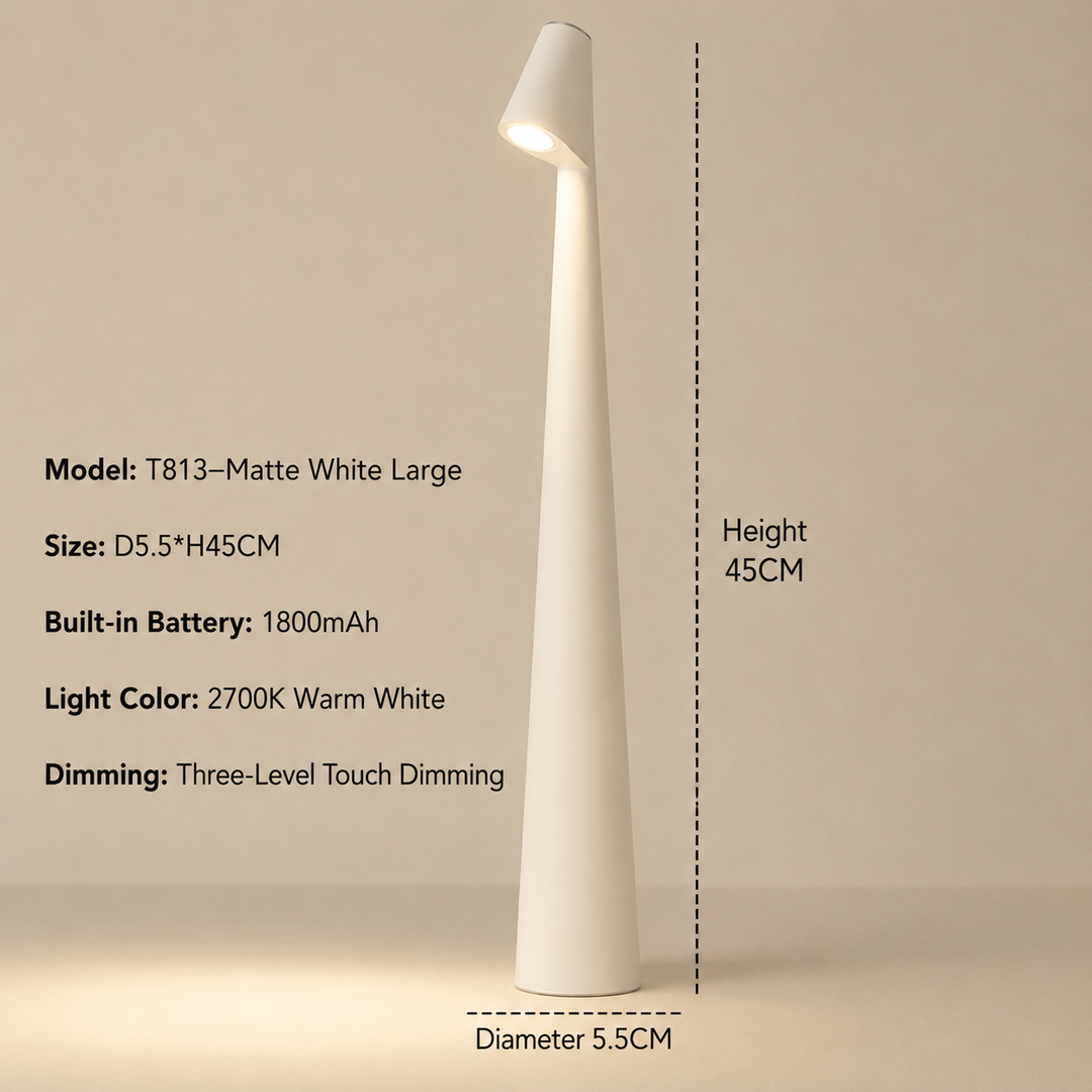 Trådløs LED-bordlampe i designerudseende med 3-trins touch-dæmpning