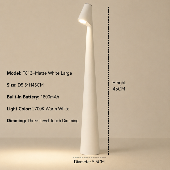 Trådløs LED-bordlampe i designerudseende med 3-trins touch-dæmpning