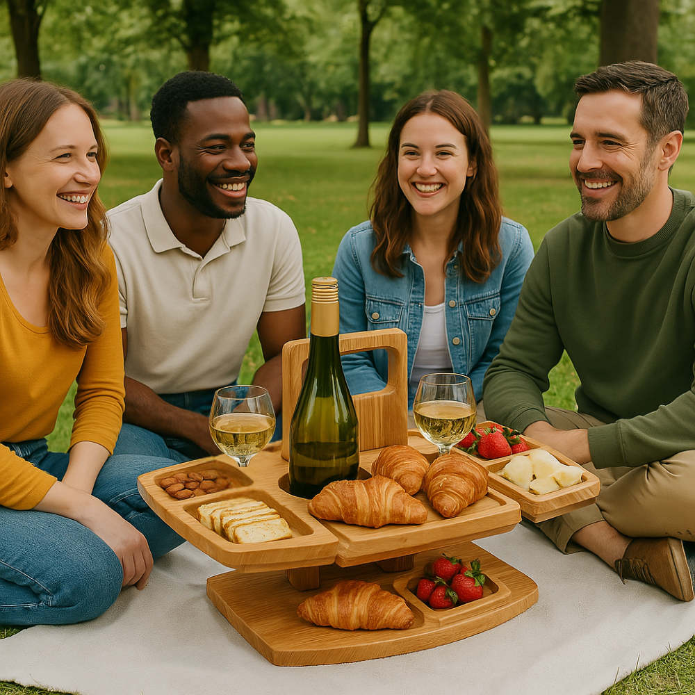 Bærbart picnicbord i træ – WineNest