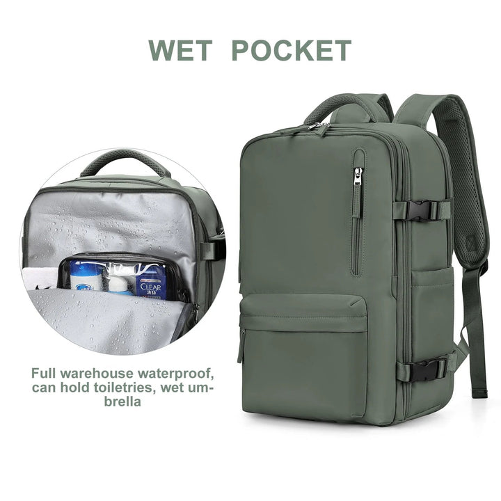 Multifunktionel damerygsæk 35 L med USB-port