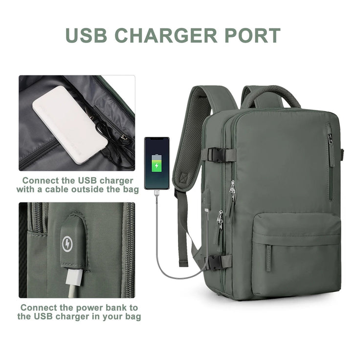 Multifunktionel damerygsæk 35 L med USB-port