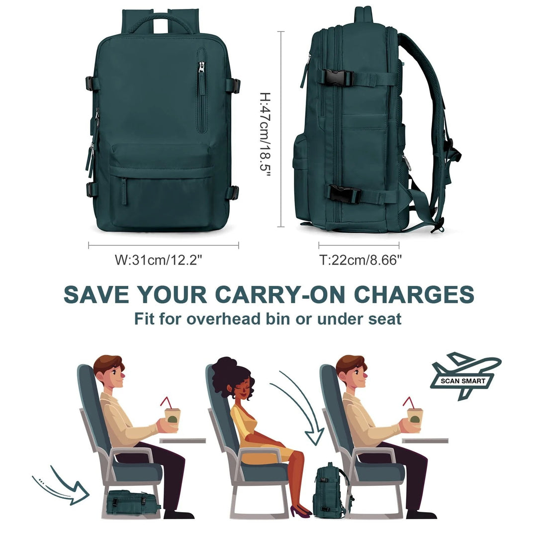 Multifunktionel damerygsæk 35 L med USB-port