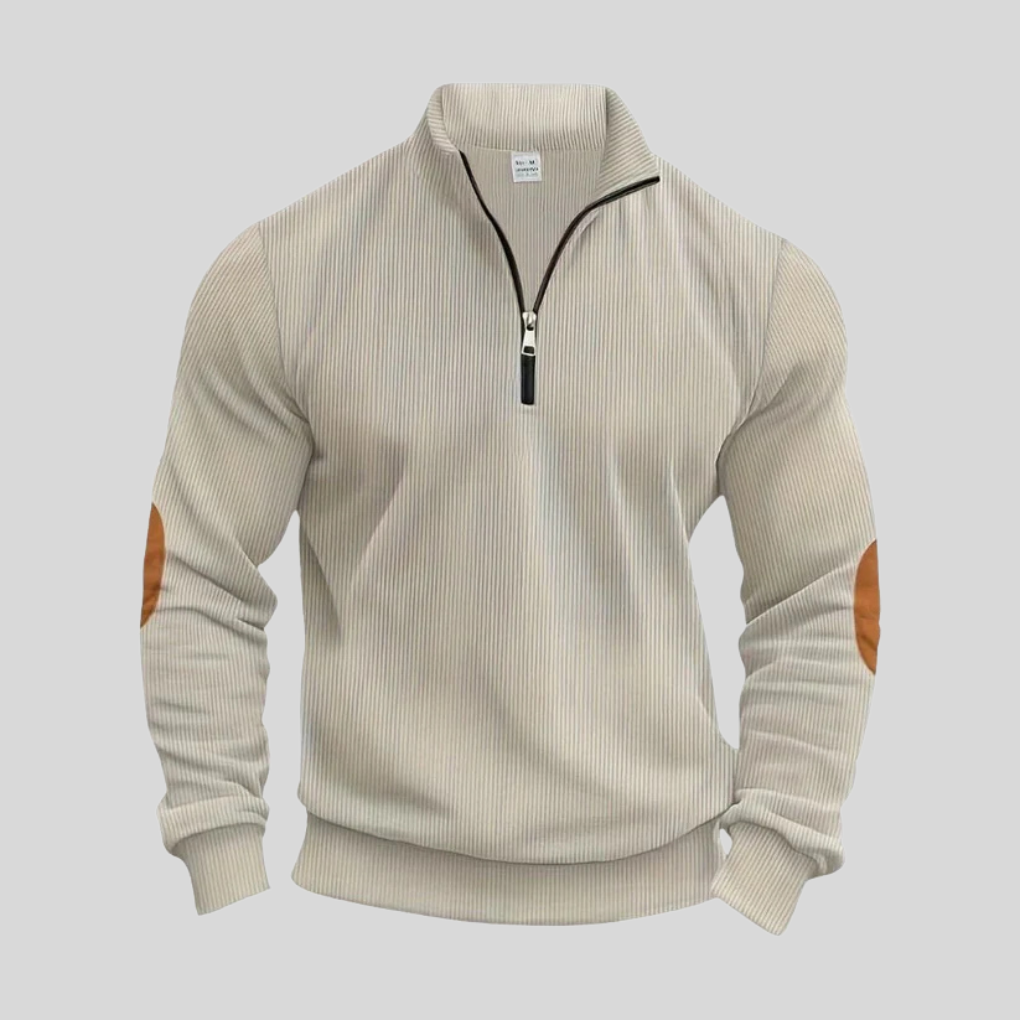Herrepullover med ribbede manchetter