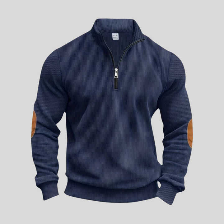 Herrepullover med ribbede manchetter