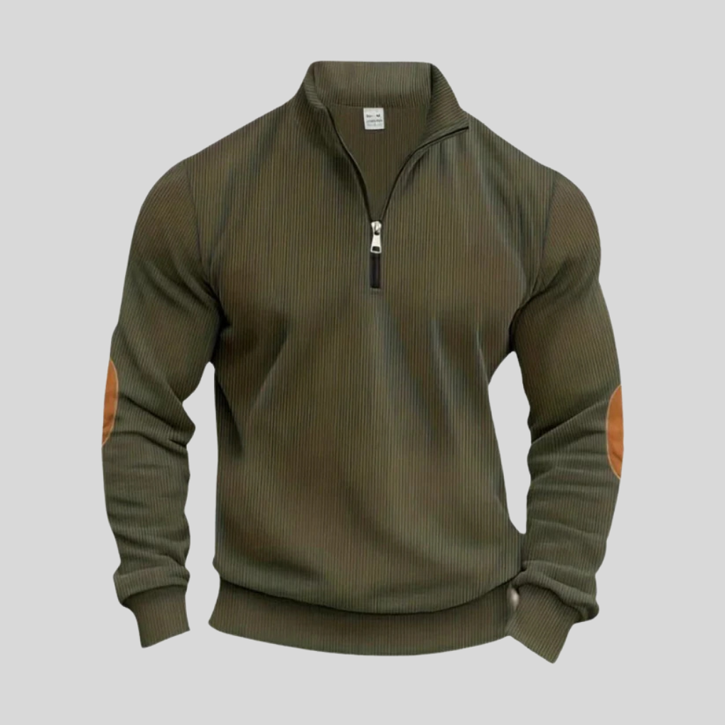 Herrepullover med ribbede manchetter