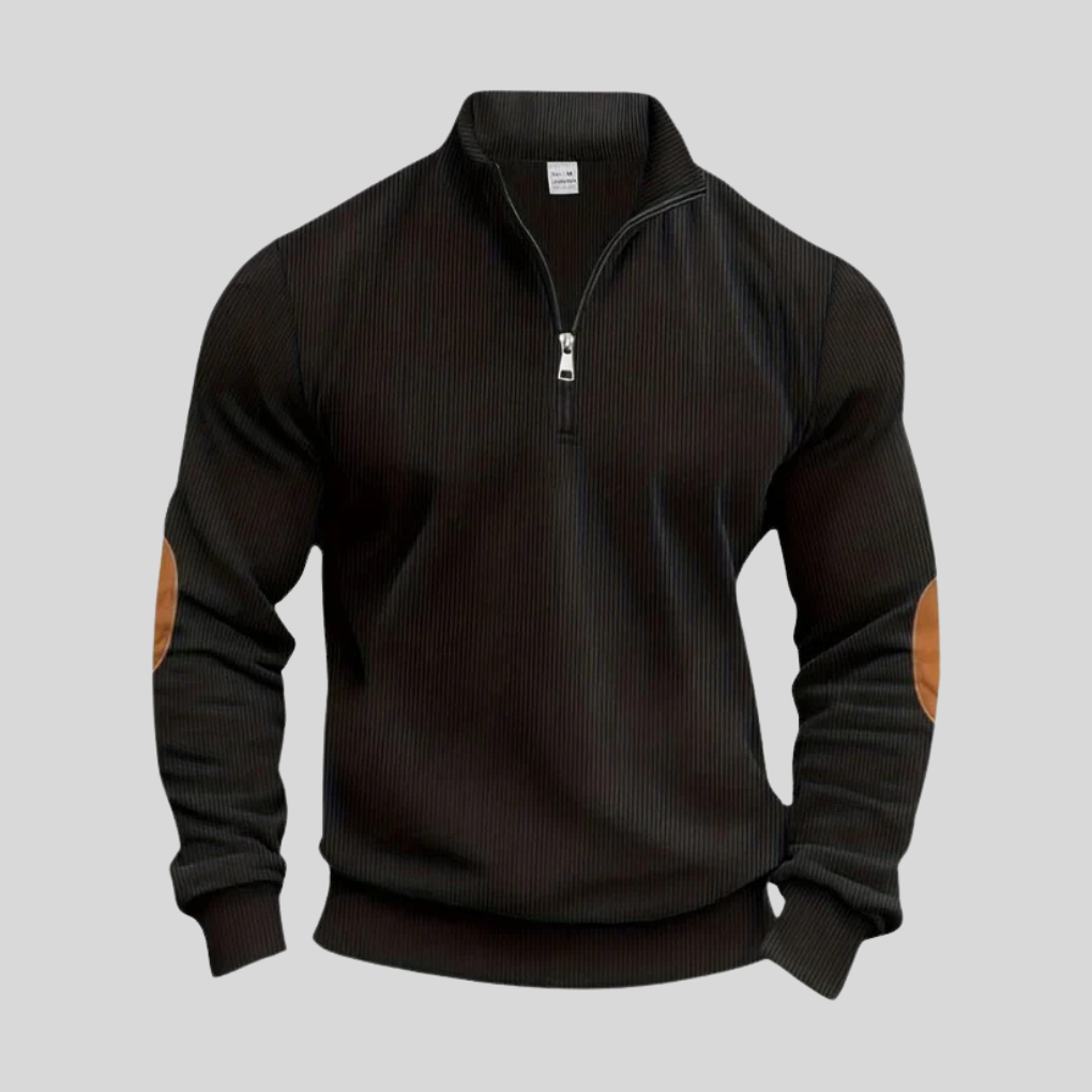 Herrepullover med ribbede manchetter