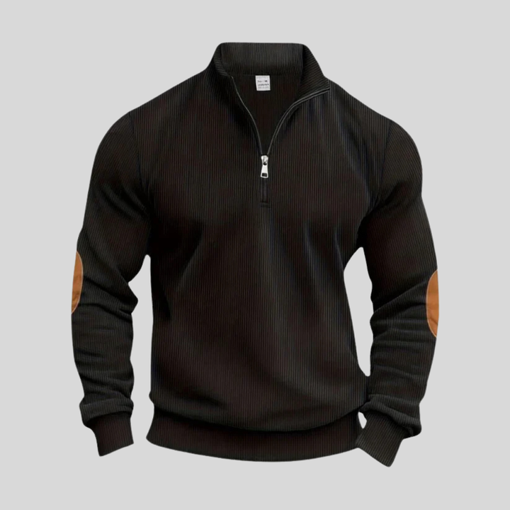Herrepullover med ribbede manchetter
