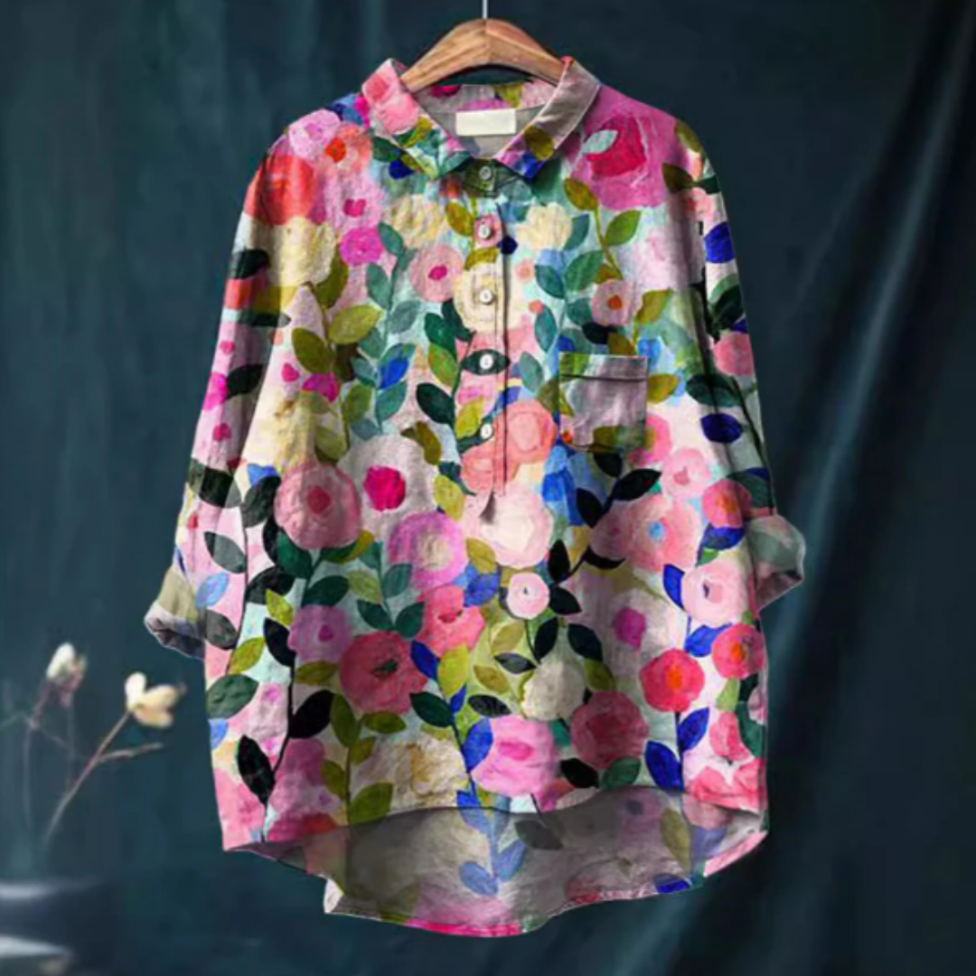 Bluse med blomsterprint til kvinder