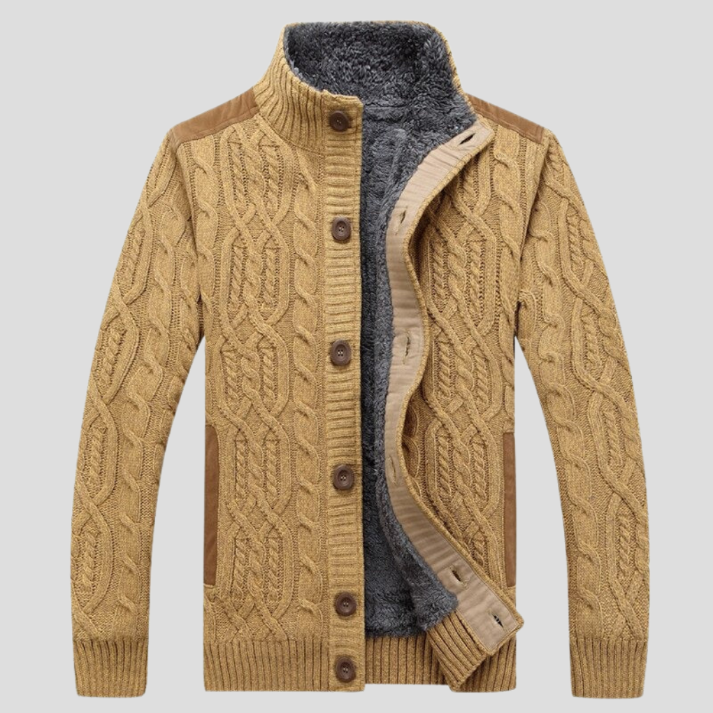 Herrecardigan med plysfor