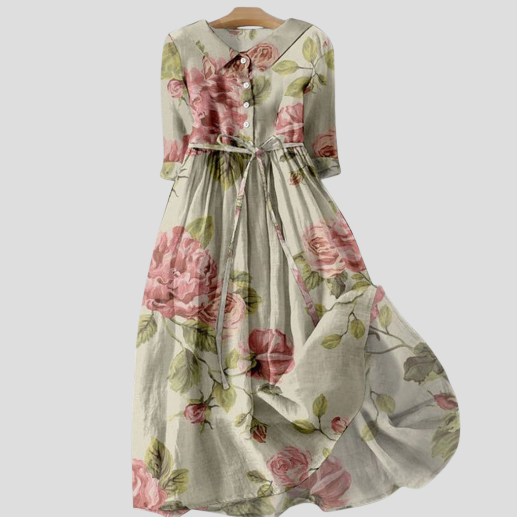 Dame vintage botanisk reverskjole