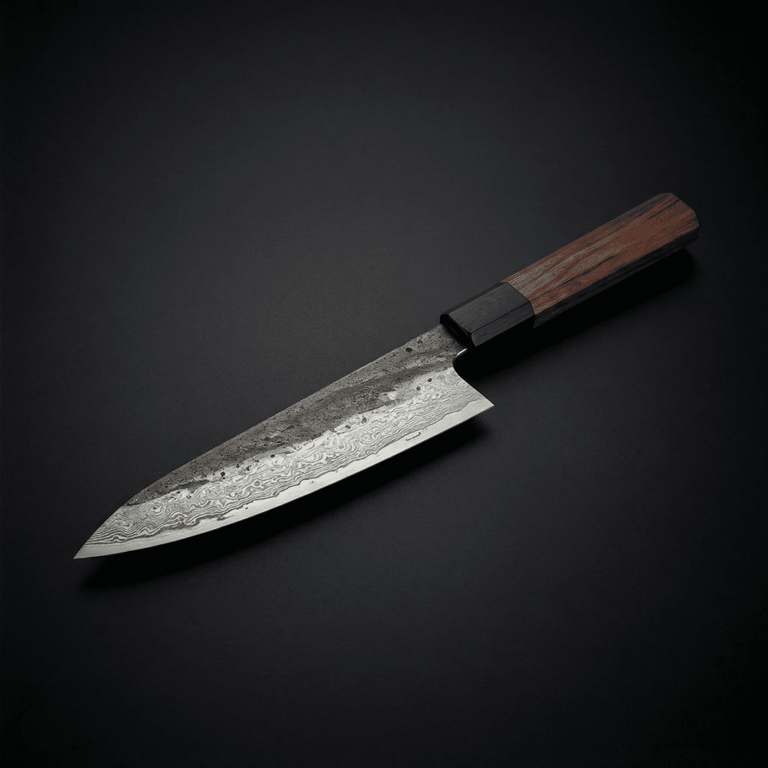 Kiritsuke-kniv, klinge af rustfrit stål, skaft af jerntræ, 8,5 tommer