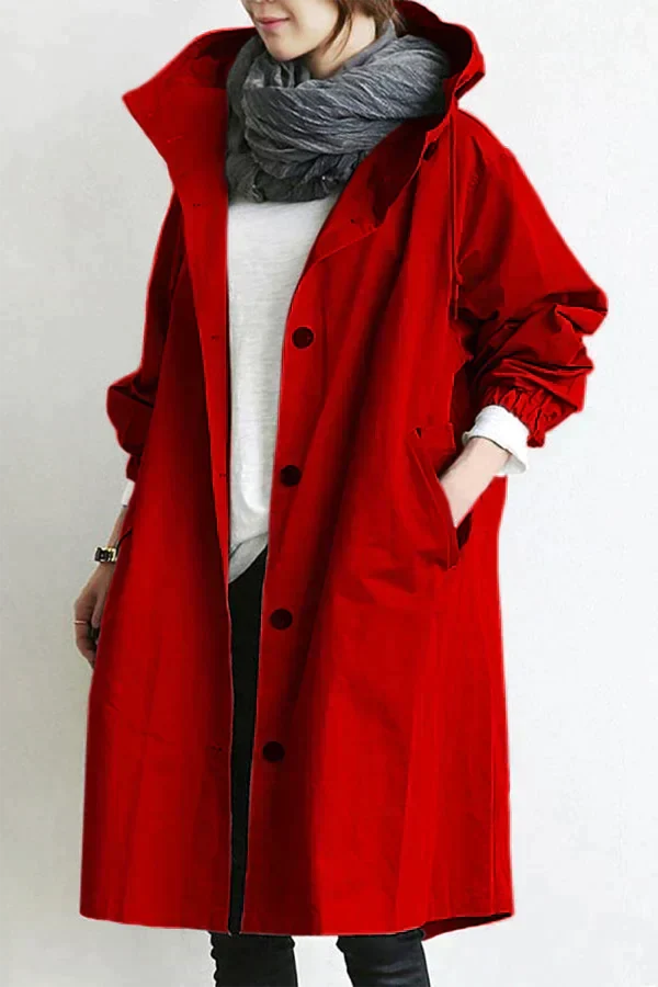 Oversized vandtæt trenchcoat med hætte