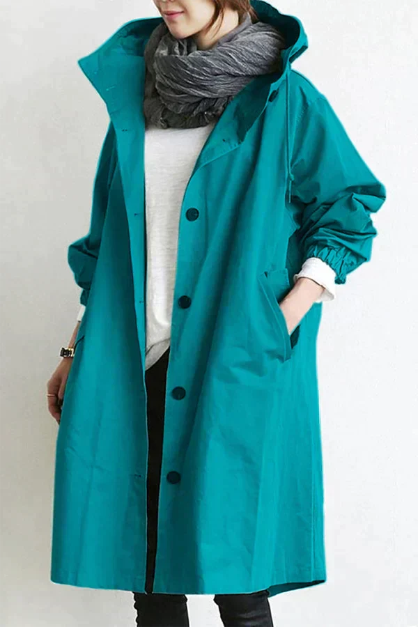 Oversized vandtæt trenchcoat med hætte