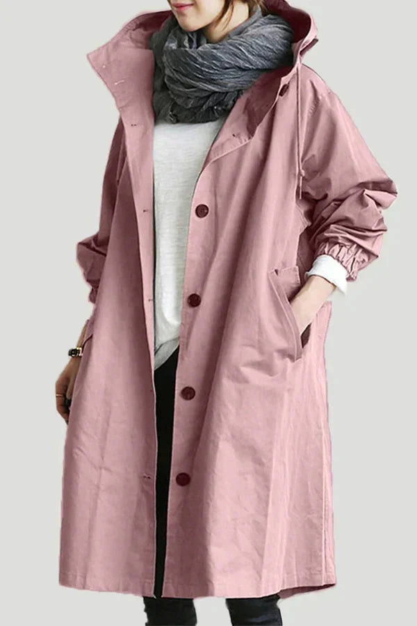 Oversized vandtæt trenchcoat med hætte