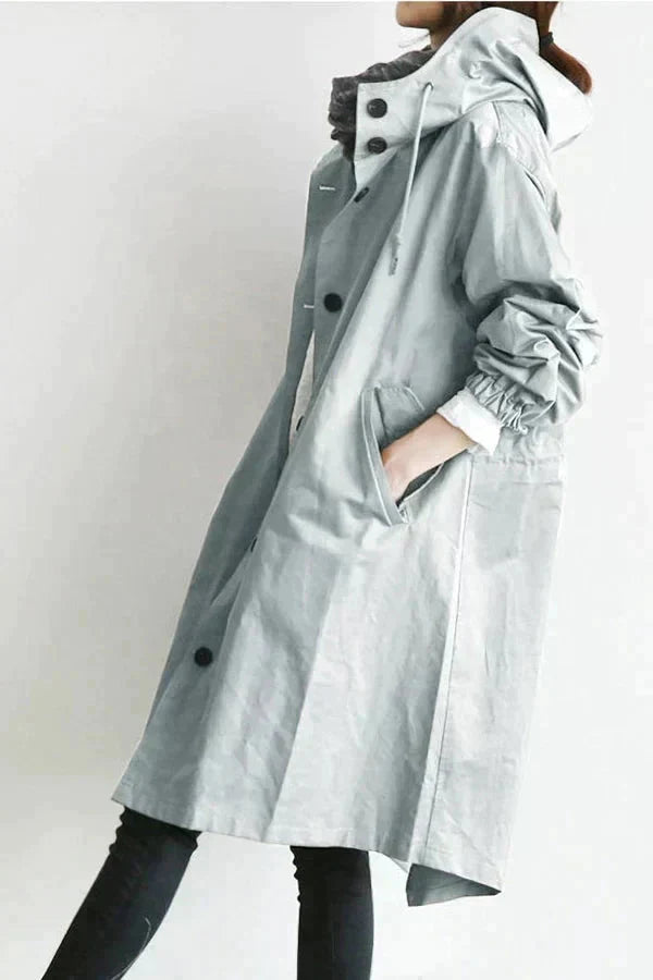 Oversized vandtæt trenchcoat med hætte