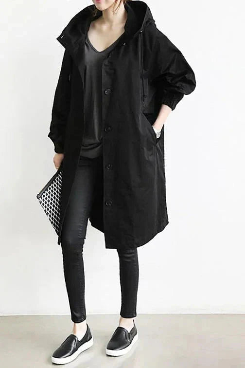 Oversized vandtæt trenchcoat med hætte