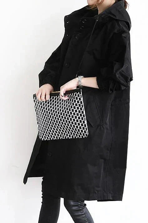 Oversized vandtæt trenchcoat med hætte