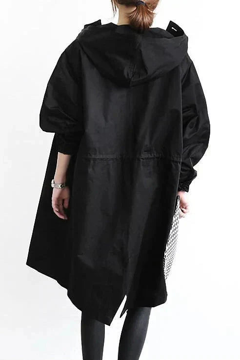 Oversized vandtæt trenchcoat med hætte