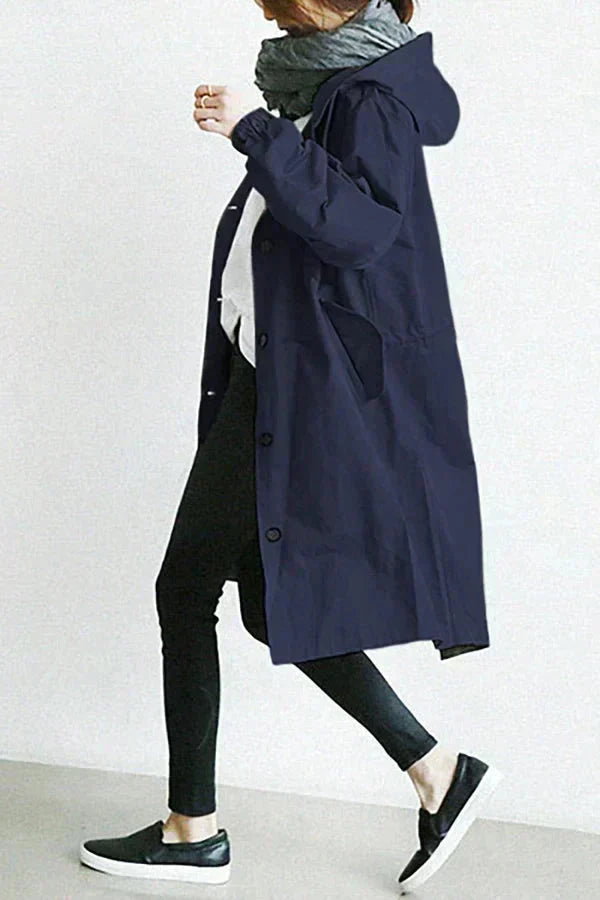 Oversized vandtæt trenchcoat med hætte