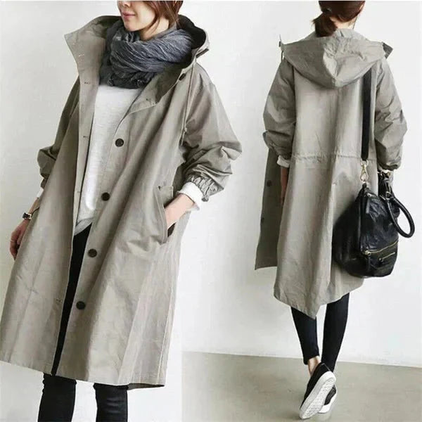 Oversized vandtæt trenchcoat med hætte