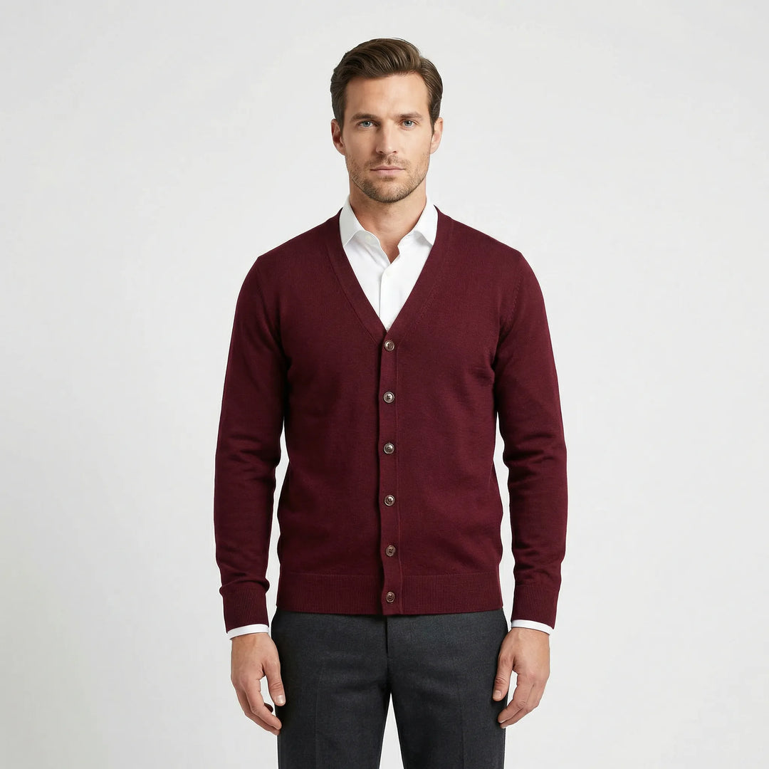 Strikket cardigan med formet V-hals - Gino