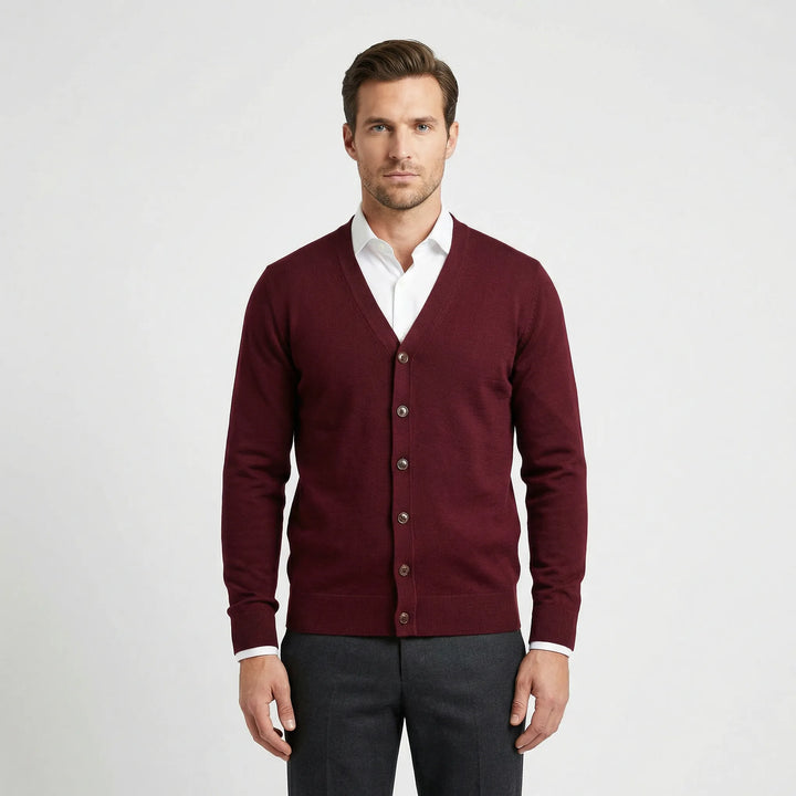 Strikket cardigan med formet V-hals - Gino