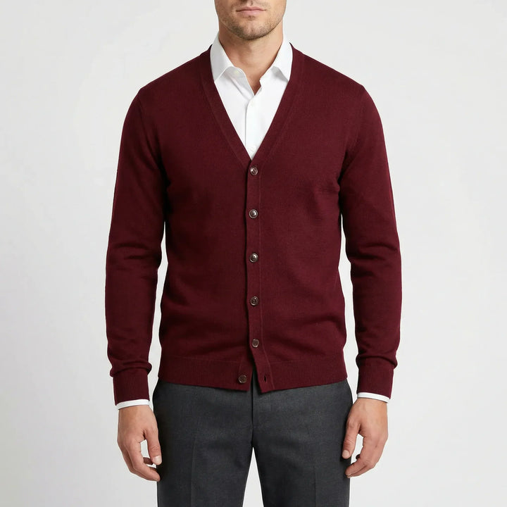 Strikket cardigan med formet V-hals - Gino