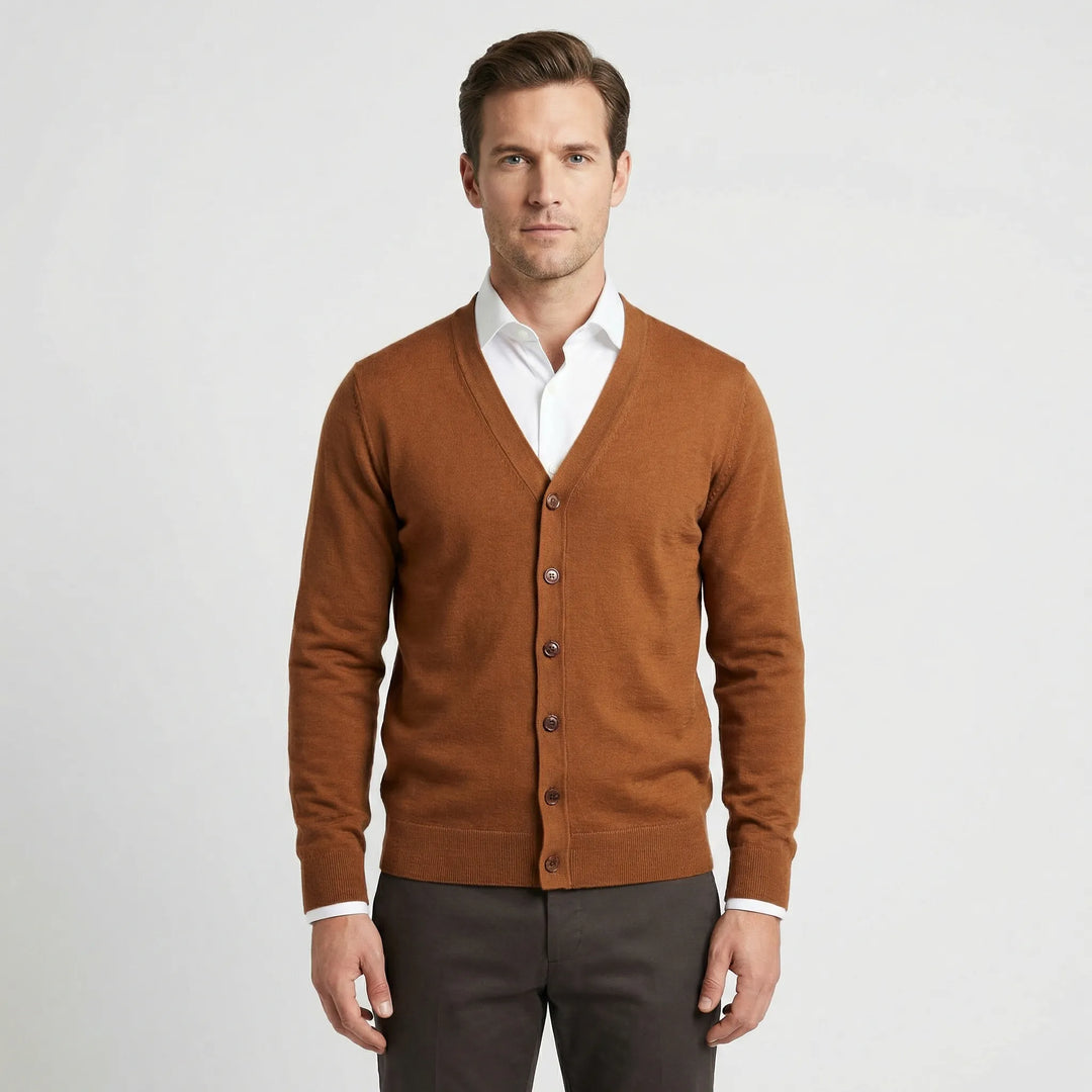 Strikket cardigan med formet V-hals - Gino