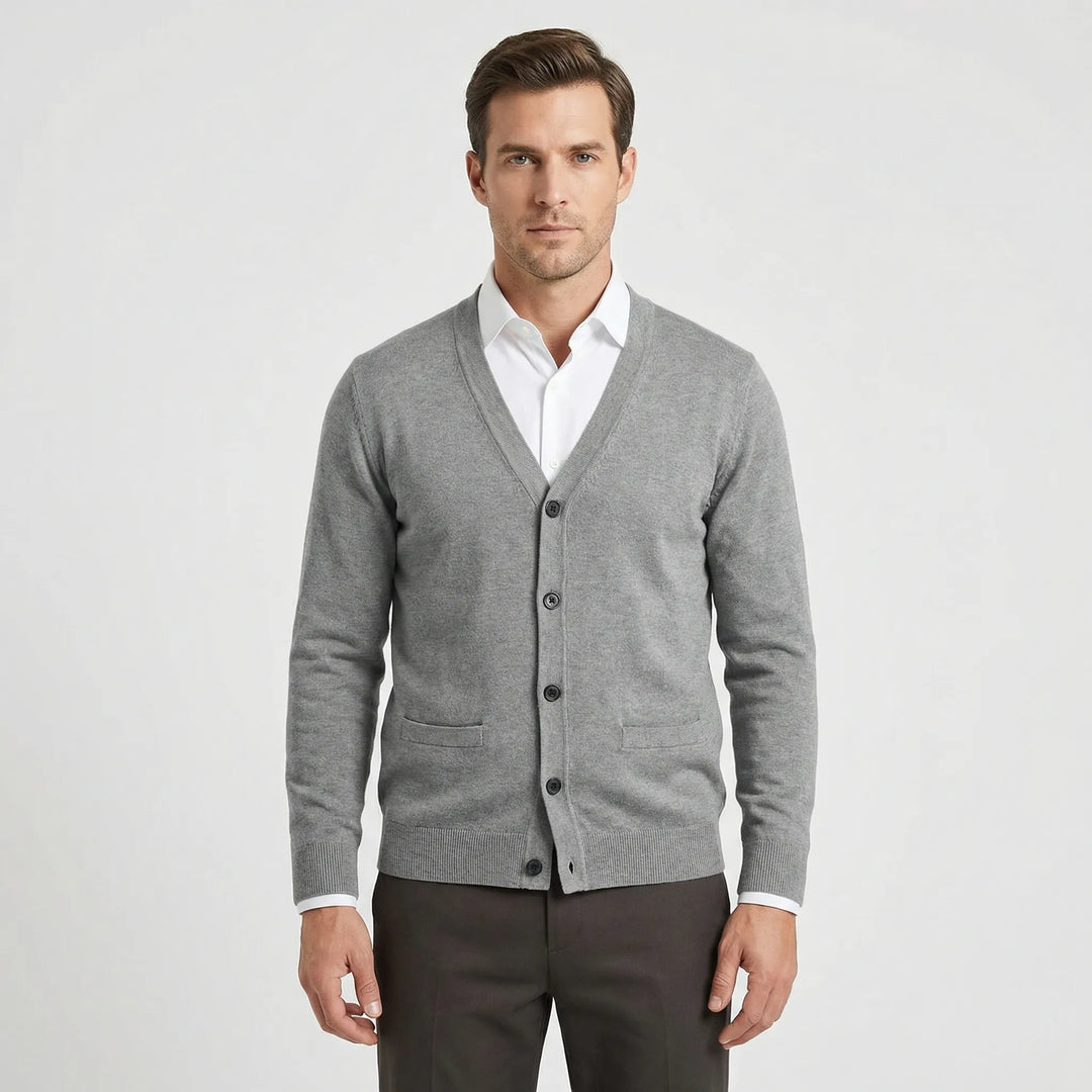 Strikket cardigan med formet V-hals - Gino