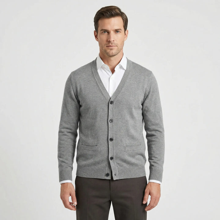 Strikket cardigan med formet V-hals - Gino