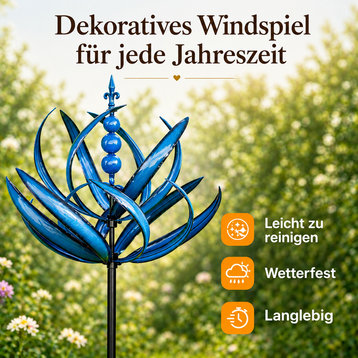 Vejrhane: Lotus-vindsnurre i metal – rustbestandig havedekoration