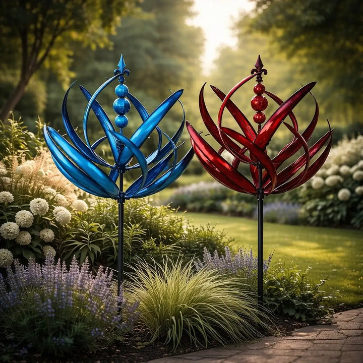 Vejrhane: Lotus-vindsnurre i metal – rustbestandig havedekoration