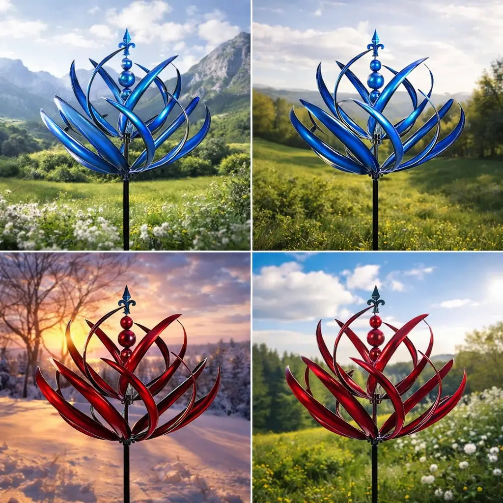 Vejrhane: Lotus-vindsnurre i metal – rustbestandig havedekoration