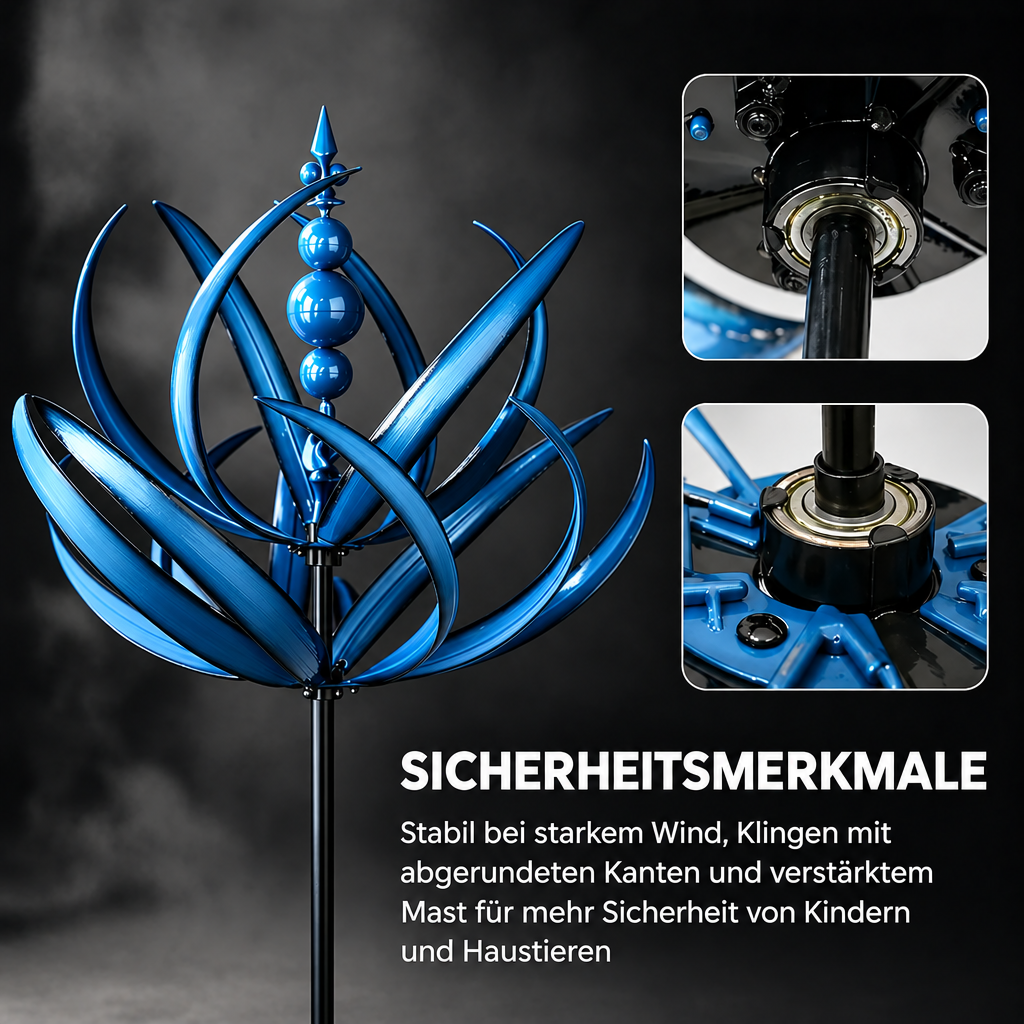 Vejrhane: Lotus-vindsnurre i metal – rustbestandig havedekoration