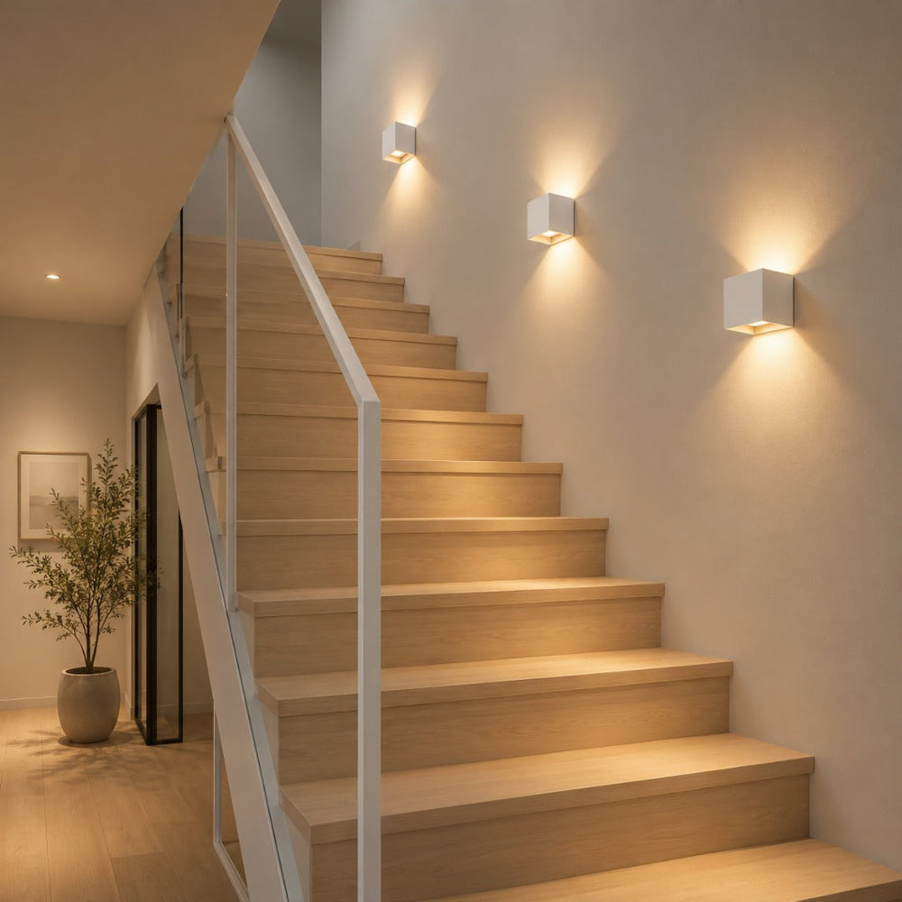 Luxe trådløs væglampe | firkantet sensorlampe | aluminium 10 x 10 cm