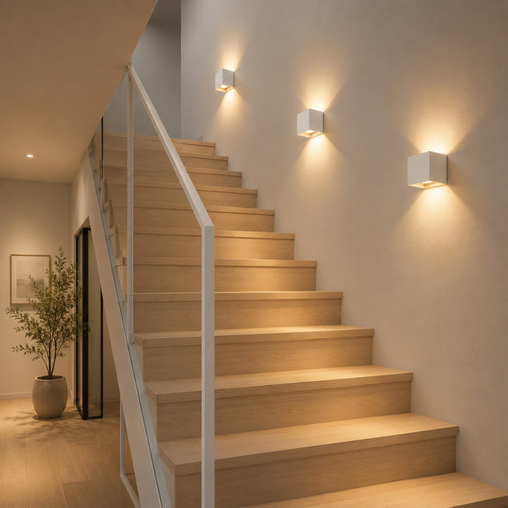 Luxe trådløs væglampe | firkantet sensorlampe | aluminium 10 x 10 cm