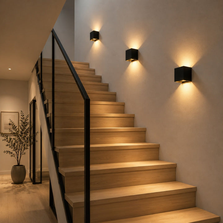 Luxe trådløs væglampe | firkantet sensorlampe | aluminium 10 x 10 cm