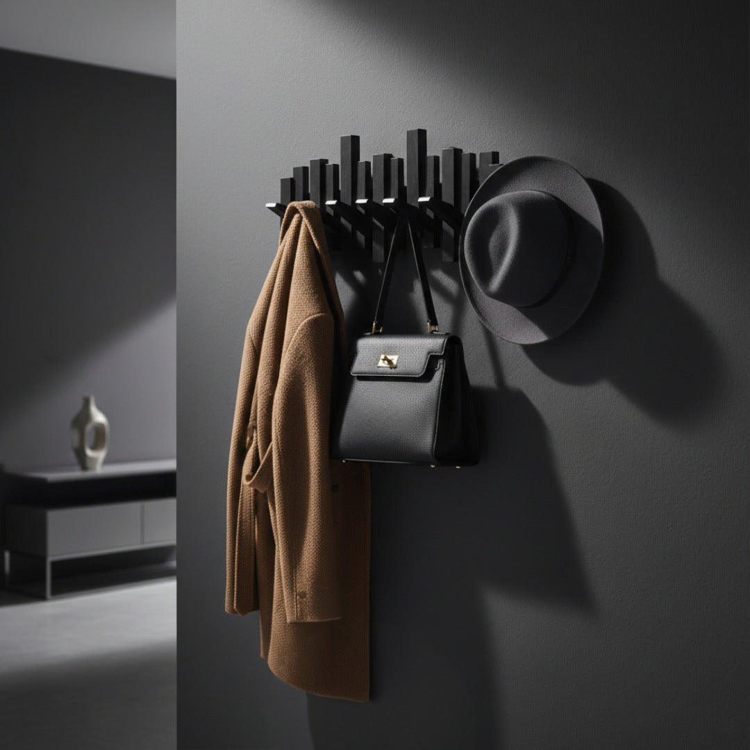 Garderobe i træ "Piano" med klapknager – Entré & soveværelse