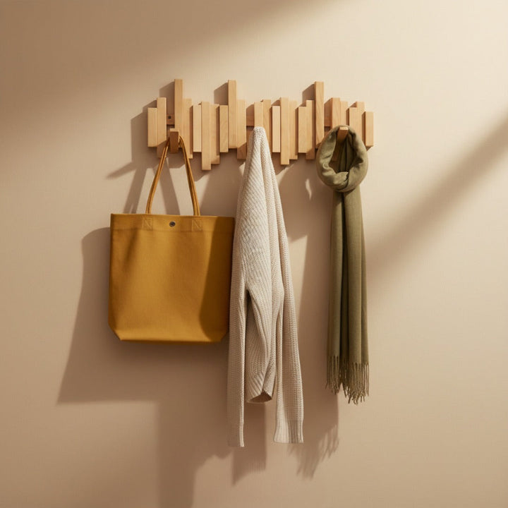 Garderobe i træ "Piano" med klapknager – Entré & soveværelse